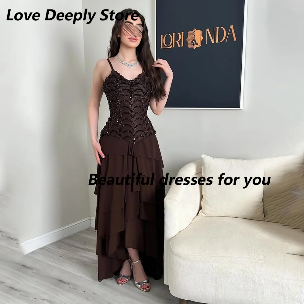 Brown Spaghetti Strap Evening Dress Customized V-Neck Sleeveless Pleat Chiffon A Line Prom Gown Corset Back Lace-up Party Dress
Brown Spaghetti Strap Evening Dress Customized V-Neck Sleeveless Pleat Chiffon A Line Prom Gown Corset Back Lace-up Party Dress