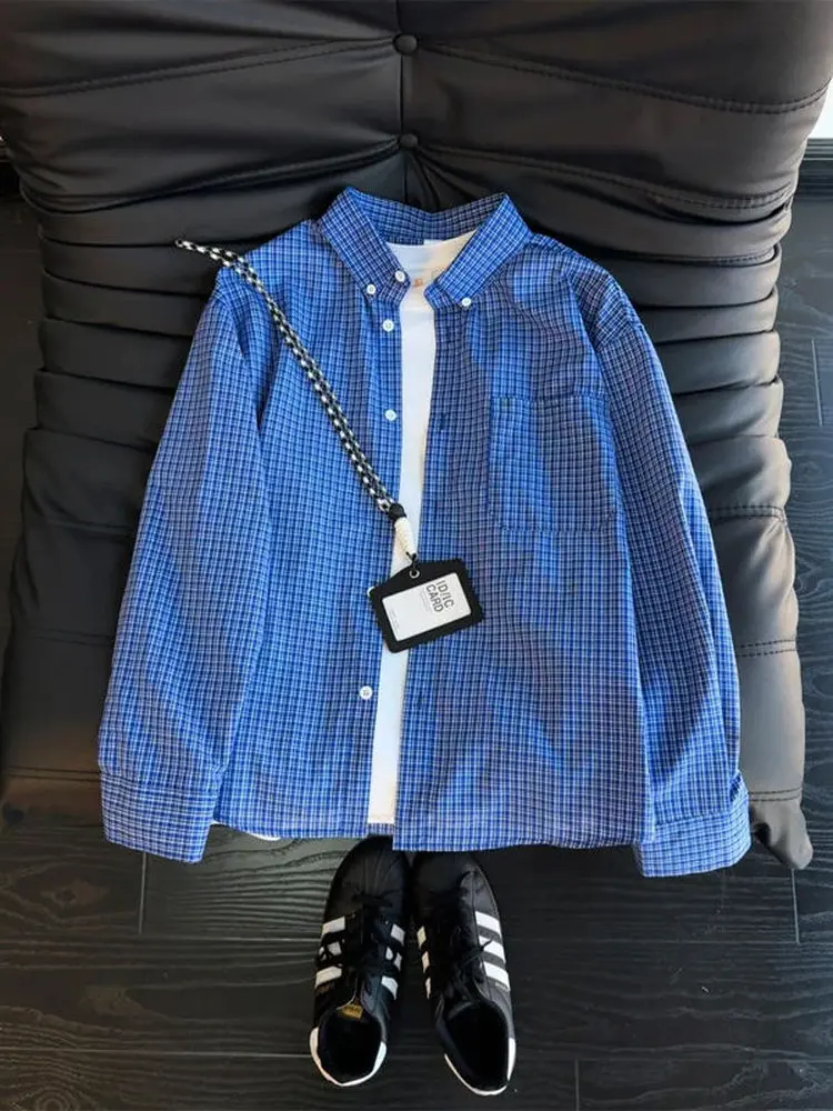 Cleanfit Blue Plaid Long Sleeve Shirt Men's Spring Trendy Workwear Shirt Youthful Shoulder Opening Cardigan Outerwear
Cleanfit Blue Plaid Long Sleeve Shirt Men's Spring Trendy Workwear Shirt Youthful Shoulder Opening Cardigan Outerwear