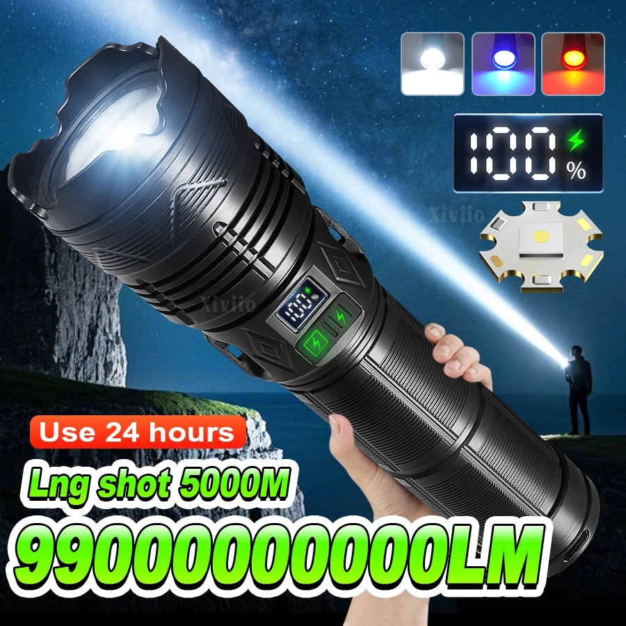 Суперяркий светодиодный фонарь 99000000000LM, перезаряжаемый, с зумом, дальность 5000 м, мощный фонарь для рыбалки и кемпинга
Суперяркий светодиодный фонарь 99000000000LM, перезаряжаемый, с зумом, дальность 5000 м, мощный фонарь для рыбалки и кемпинга