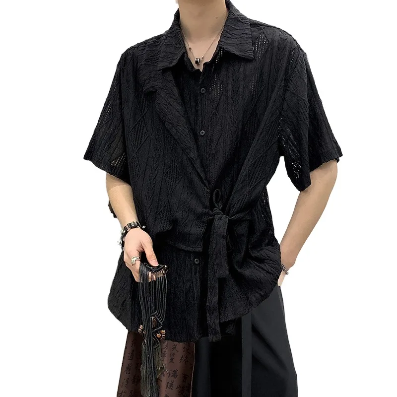 Summer Retro Jacquard Hollow Texture New Chinese Splicing Strap Large Size Short-sleeved Shirt
Summer Retro Jacquard Hollow Texture New Chinese Splicing Strap Large Size Short-sleeved Shirt