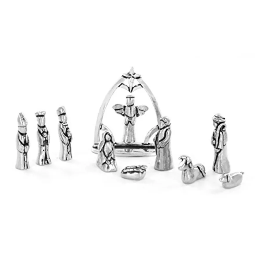Nativity Set with Chreche Mini Pewter Figurine 11 Pc Set with Velvet Pouch
Nativity Set with Chreche Mini Pewter Figurine 11 Pc Set with Velvet Pouch