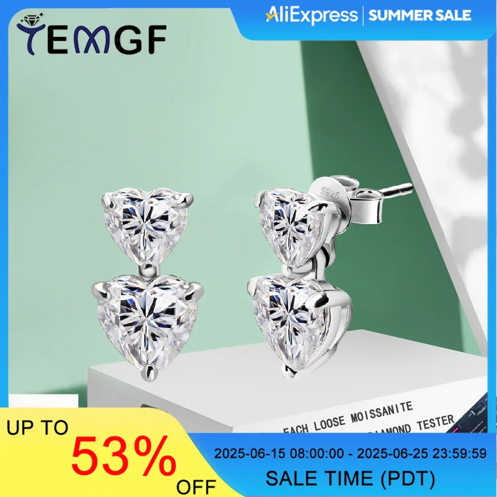 TEMGF 1 Pair S925 Silver Ear Studs Heart Cut Moissanites Inlay for Women Elegant Fine Jewelry Love Gifts
TEMGF 1 Pair S925 Silver Ear Studs Heart Cut Moissanites Inlay for Women Elegant Fine Jewelry Love Gifts