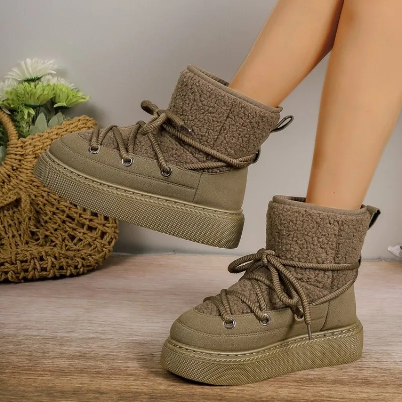 Snow Boots Cold-proof Warm Winter Ladies Shoes Lace Up Design Women’s Platform Boots Waterproof Anti-slip Fashion Short Boots
Snow Boots Cold-proof Warm Winter Ladies Shoes Lace Up Design Women’s Platform Boots Waterproof Anti-slip Fashion Short Boots