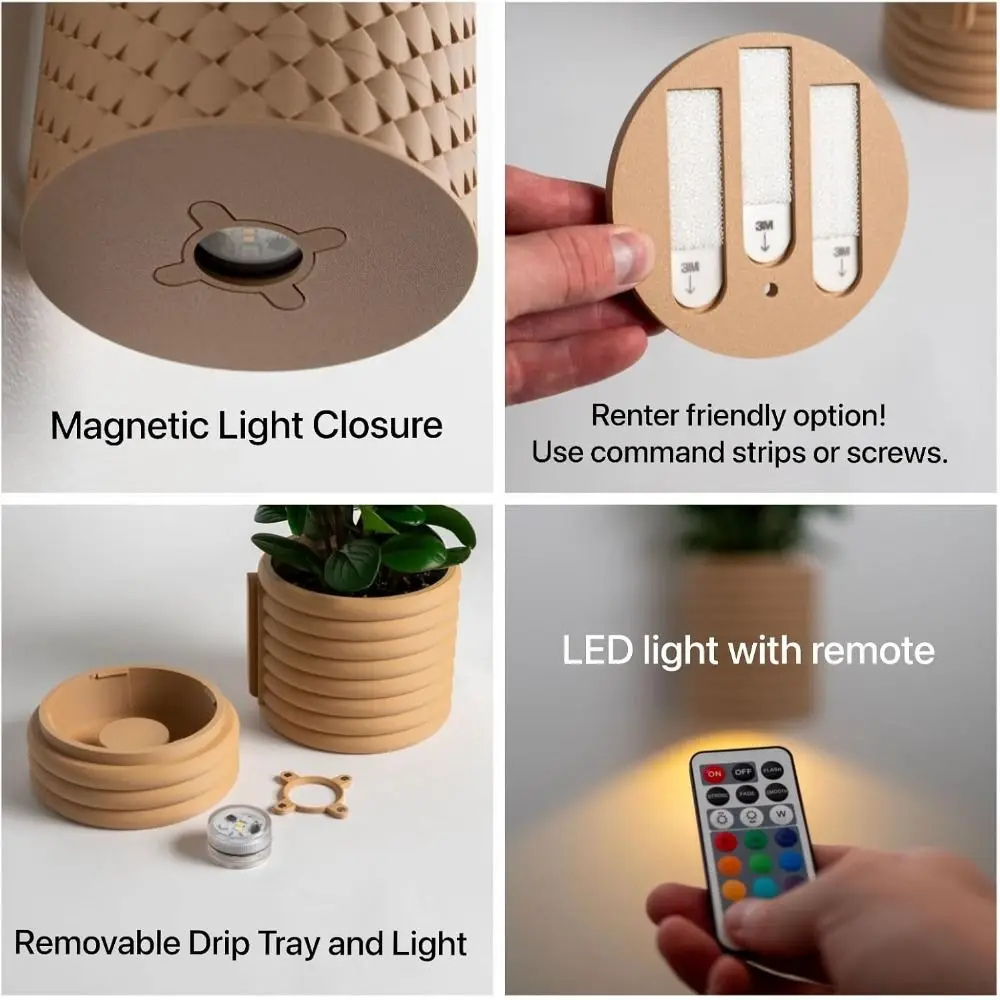 3D Printed Wall Bloom Planters Home Decor Modern Desktop Flower Pots Removable Drip Tray Magnetic Closure
3D Printed Wall Bloom Planters Home Decor Modern Desktop Flower Pots Removable Drip Tray Magnetic Closure