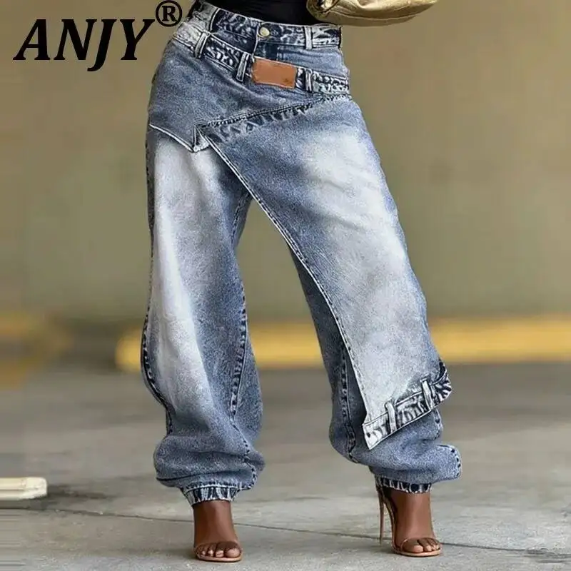 ANJY Spring Autumn New Women Niche Design Layered Washed Distressed Patchwork Jeans Chic High Street Wide-Leg Denim Pants A25508
ANJY Spring Autumn New Women Niche Design Layered Washed Distressed Patchwork Jeans Chic High Street Wide-Leg Denim Pants A25508