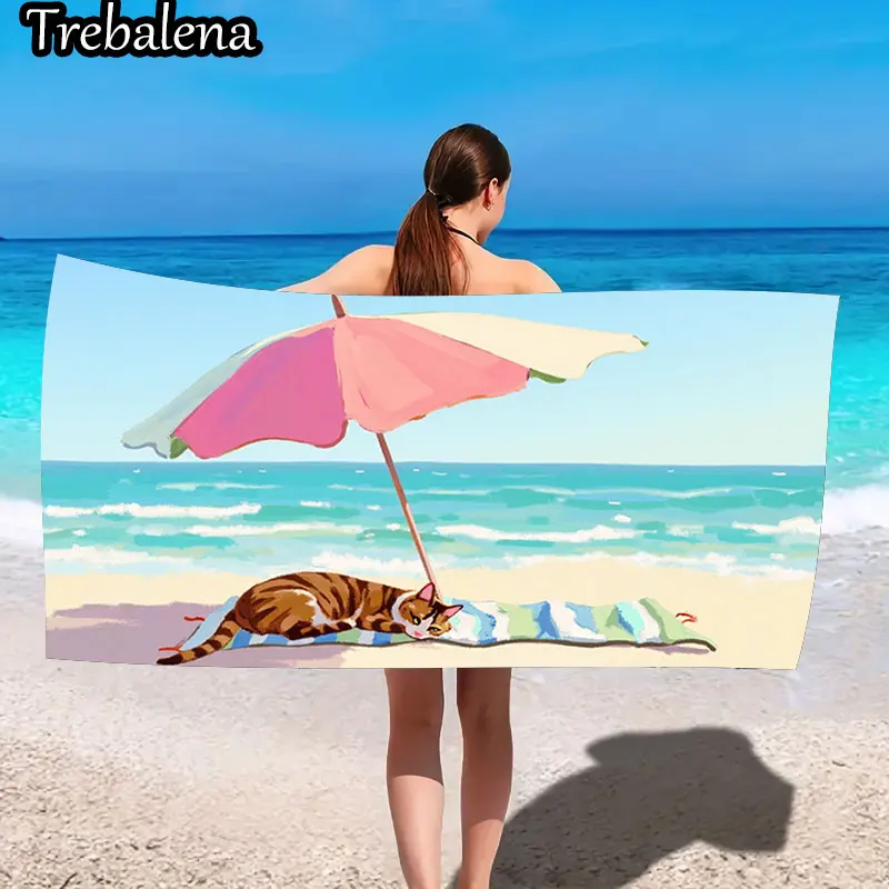 30*60inch Ultra-Soft Beach Towel with Beach Cat Under Umbrella Towel Summer Style
30*60inch Ultra-Soft Beach Towel with Beach Cat Under Umbrella Towel Summer Style