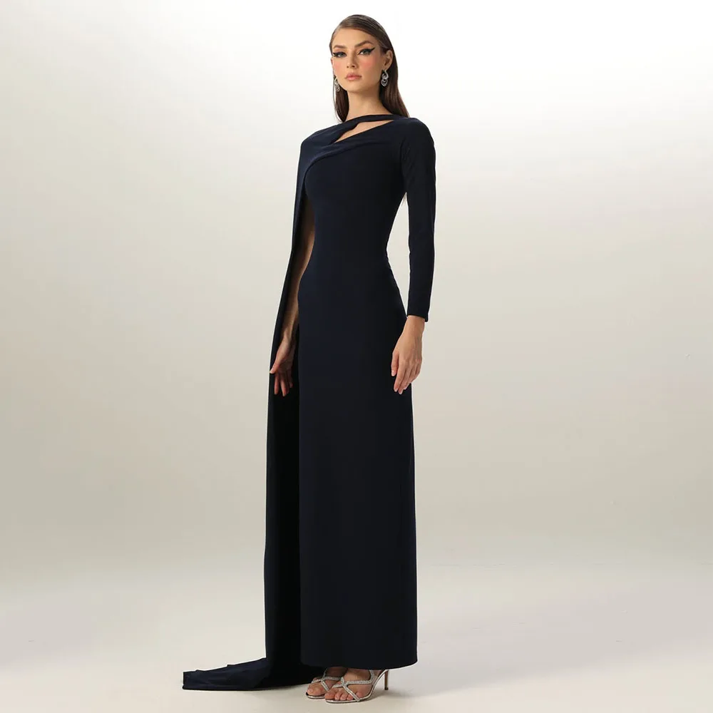 Black Evening Dress Long Sleeve O Neck Cut-Out Column Formal Evening Gowns Maxi Draped Modern Women's Party Dresses 2025
Black Evening Dress Long Sleeve O Neck Cut-Out Column Formal Evening Gowns Maxi Draped Modern Women's Party Dresses 2025
