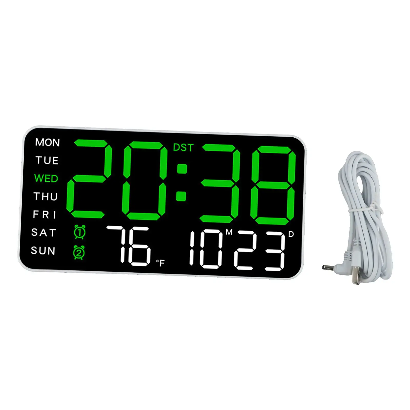 Цвет, как показано, светодиодные цифровые настенные часы с регулировкой яркости, время экономии дневного света, голосовая активация, пробуждение
Цвет, как показано, светодиодные цифровые настенные часы с регулировкой яркости, время экономии дневного света, голосовая активация, пробуждение