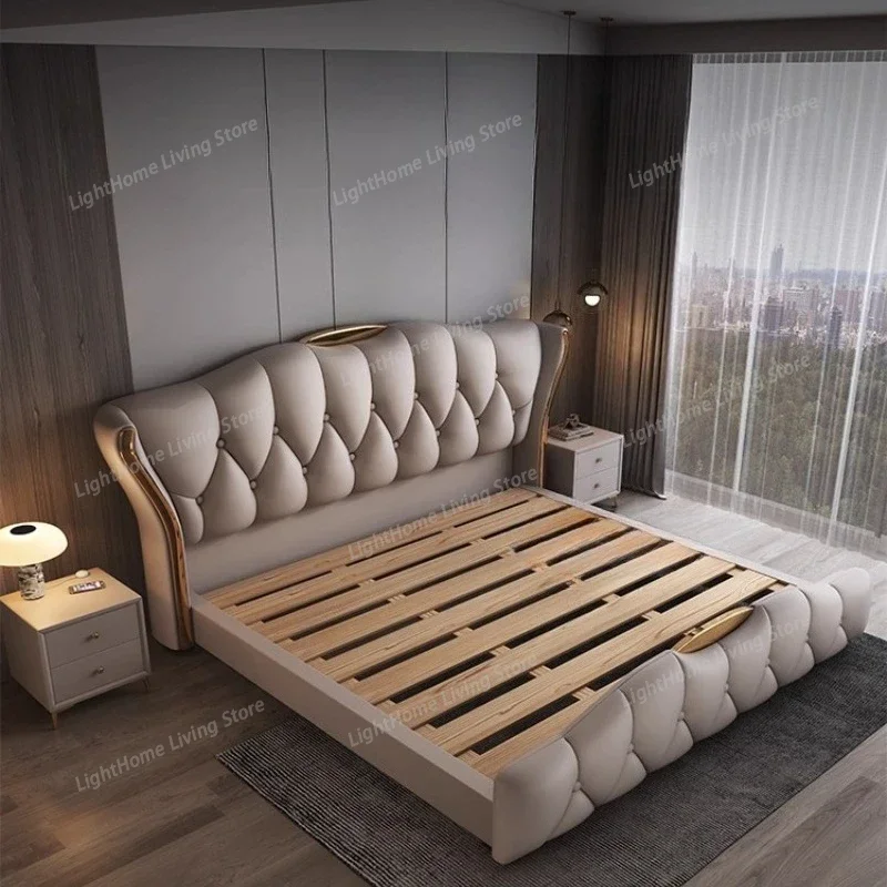 Nordic Home 180X200cm Wood Shelve Luxury Bedroom Furniture Modern Leather Double Bed Headboard Frame Cama De Casal King Bed
Nordic Home 180X200cm Wood Shelve Luxury Bedroom Furniture Modern Leather Double Bed Headboard Frame Cama De Casal King Bed