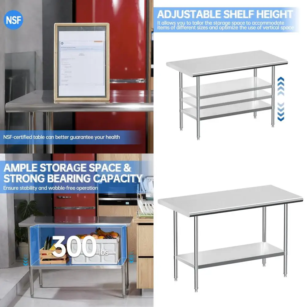 Коммерческий рабочий стол из нержавеющей стали с нижней полкой, 24 дюйма в глубину, 48 дюймов в ширину, 34 дюйма в высоту, для использования в ресторанах, дома и отелях
Коммерческий рабочий стол из нержавеющей стали с нижней полкой, 24 дюйма в глубину, 48 дюймов в ширину, 34 дюйма в высоту, для использования в ресторанах, дома и отелях