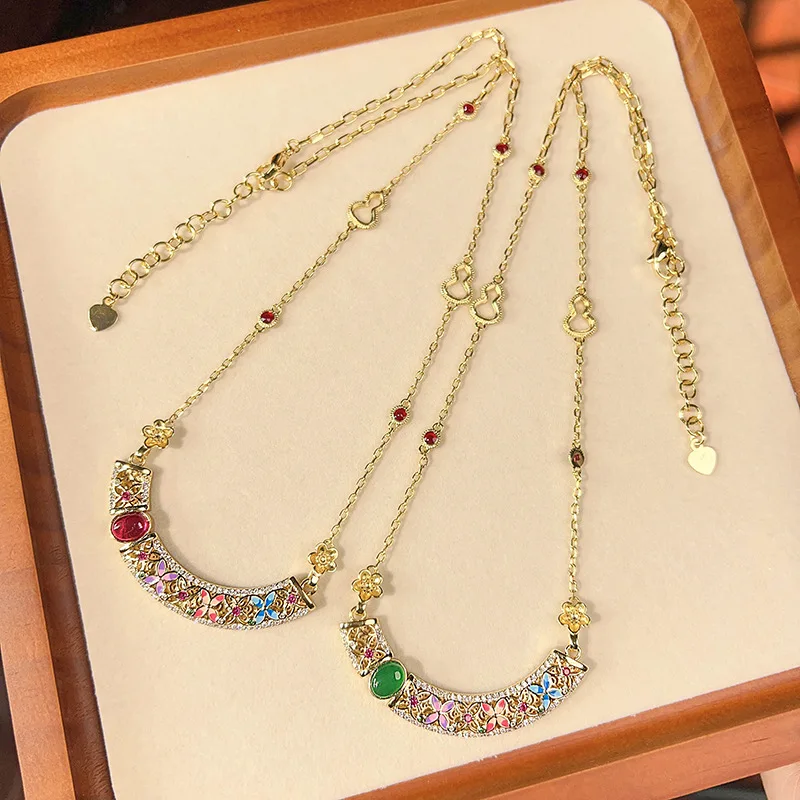 Autumn Winter New Necklace Jewelry Inlaid with Colorful Diamonds Enamel Craft Copper Gold Plated Women's Vintage Fashion Versati
Autumn Winter New Necklace Jewelry Inlaid with Colorful Diamonds Enamel Craft Copper Gold Plated Women's Vintage Fashion Versati