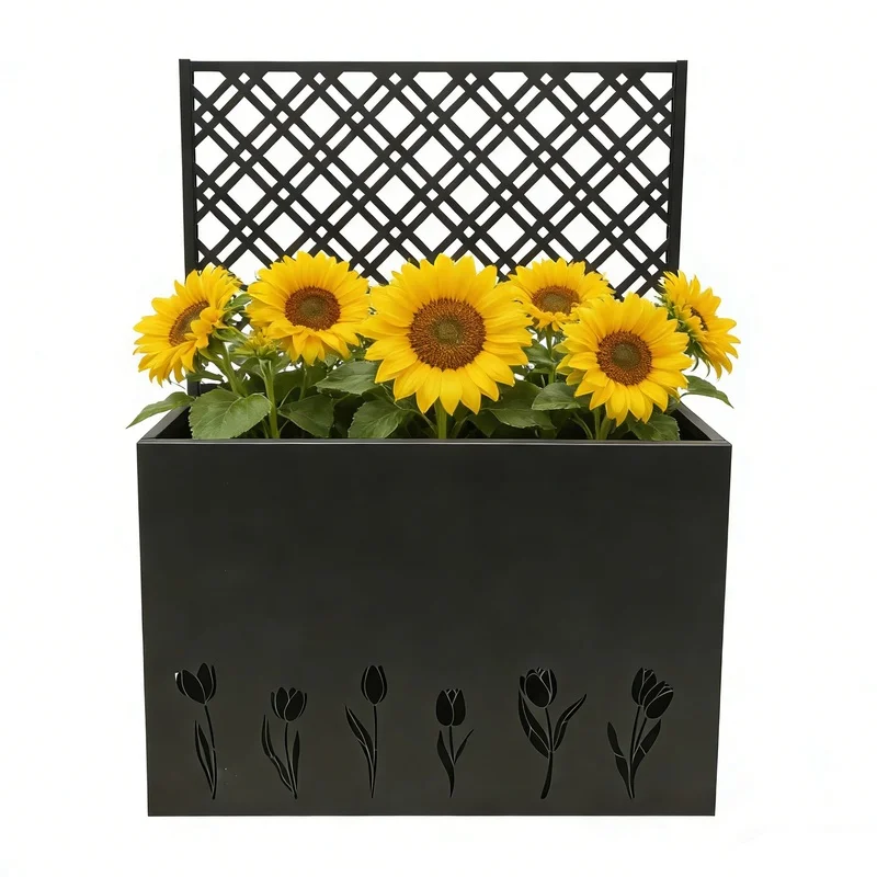 Tall Metal Planter with Trellis, 35.5in L x 11.9in W x 47.3in H, Black Flower Box for Porch, Patio, Garden, Outdoor Decor
Tall Metal Planter with Trellis, 35.5in L x 11.9in W x 47.3in H, Black Flower Box for Porch, Patio, Garden, Outdoor Decor