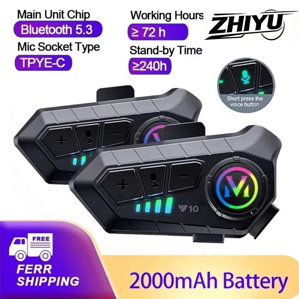 ZHIYU 1/2Pcs V10 Motorcycle Helmet Bluetooth 5.3 Intercom Headset, 300M Waterproof Motorbike Interphone for 2 Riders
ZHIYU 1/2Pcs V10 Motorcycle Helmet Bluetooth 5.3 Intercom Headset, 300M Waterproof Motorbike Interphone for 2 Riders
