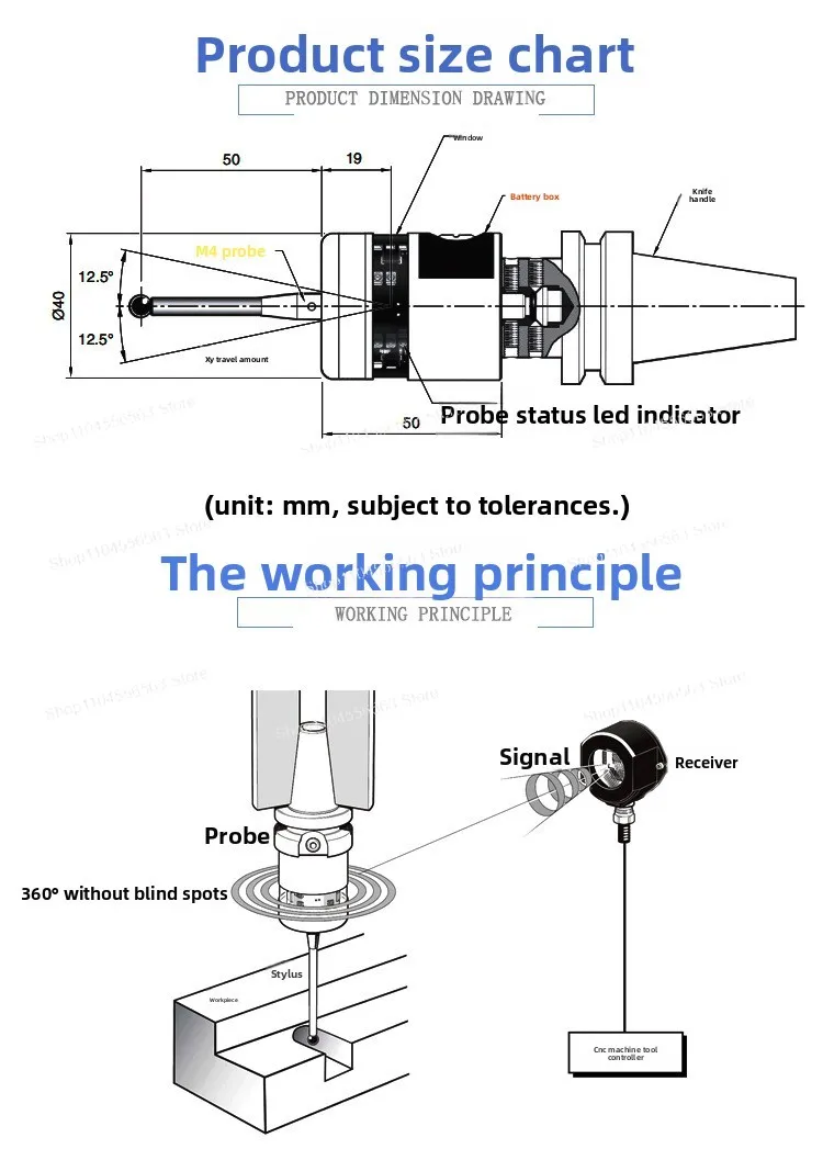 Machine tool wireless infrared probe TD40-D machining center
Machine tool wireless infrared probe TD40-D machining center