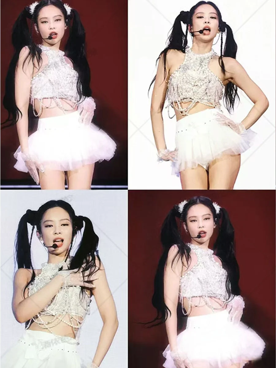 Jisoo White Pearl Chain Handmade Jazz Dance Performance Costume Women's Group Stage Clothing Chinese Brand Dance Suit
Jisoo White Pearl Chain Handmade Jazz Dance Performance Costume Women's Group Stage Clothing Chinese Brand Dance Suit