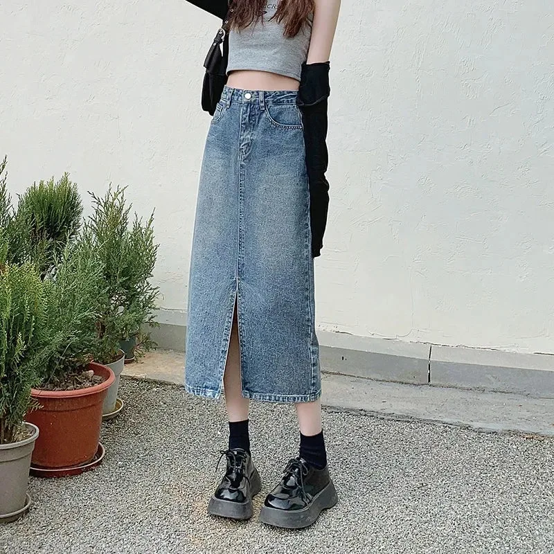 Women Front Slit Denim Skirt High Waist Mid-calf 2023 Summer New Y2k Long Skirt Harajuku Blue
Women Front Slit Denim Skirt High Waist Mid-calf 2023 Summer New Y2k Long Skirt Harajuku Blue