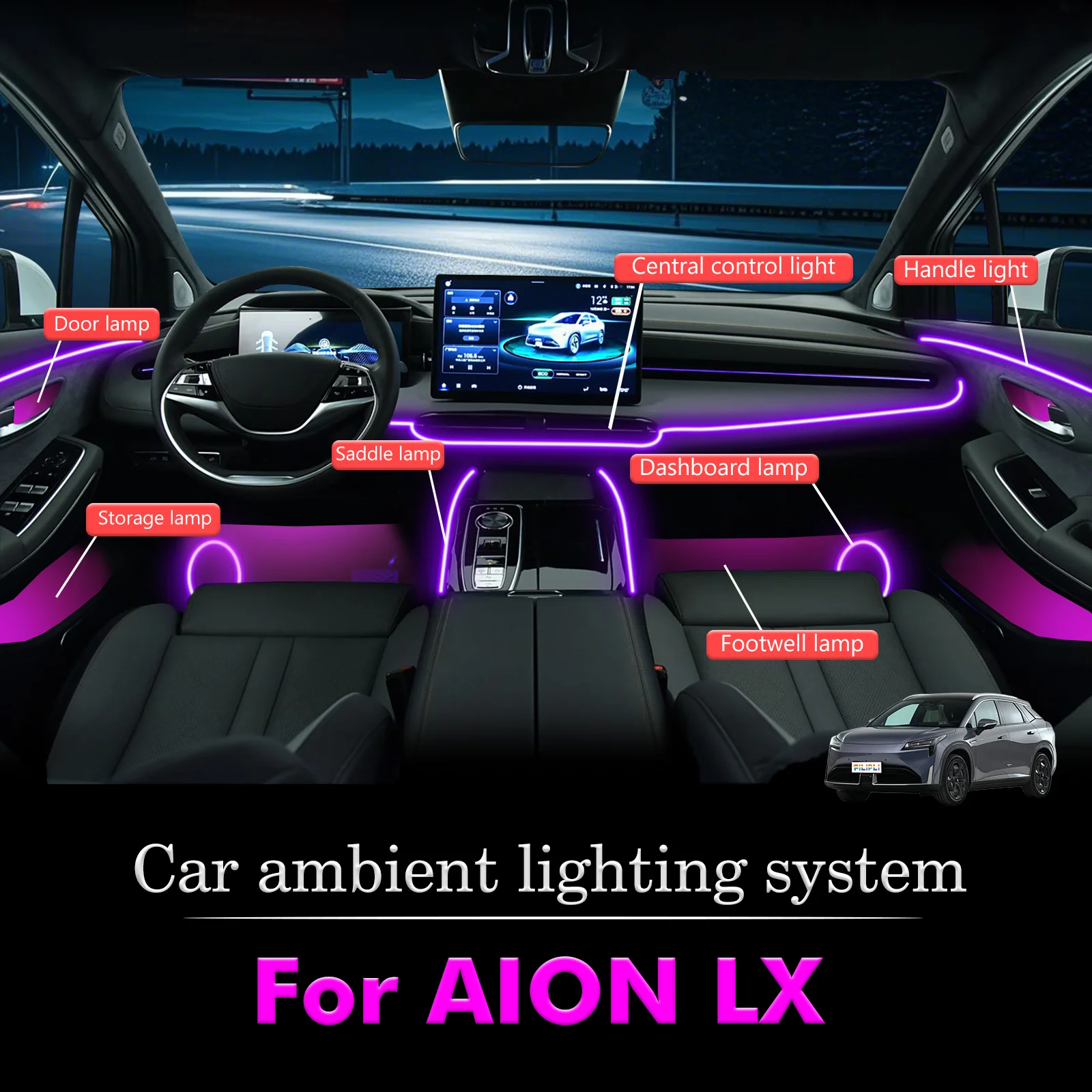 For AION LX RGB 64 Colors LED Car Interior Ambient Light Smart Remote Control Rainbow Acrylic Strip Kit
For AION LX RGB 64 Colors LED Car Interior Ambient Light Smart Remote Control Rainbow Acrylic Strip Kit