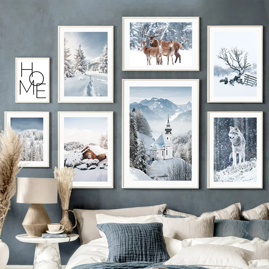 Winter Snow Forest Bridge Mountain Deer Wall Art Canvas Nordic PostersPainting And Prints Wall Pictures For Living Room Decor
Winter Snow Forest Bridge Mountain Deer Wall Art Canvas Nordic PostersPainting And Prints Wall Pictures For Living Room Decor