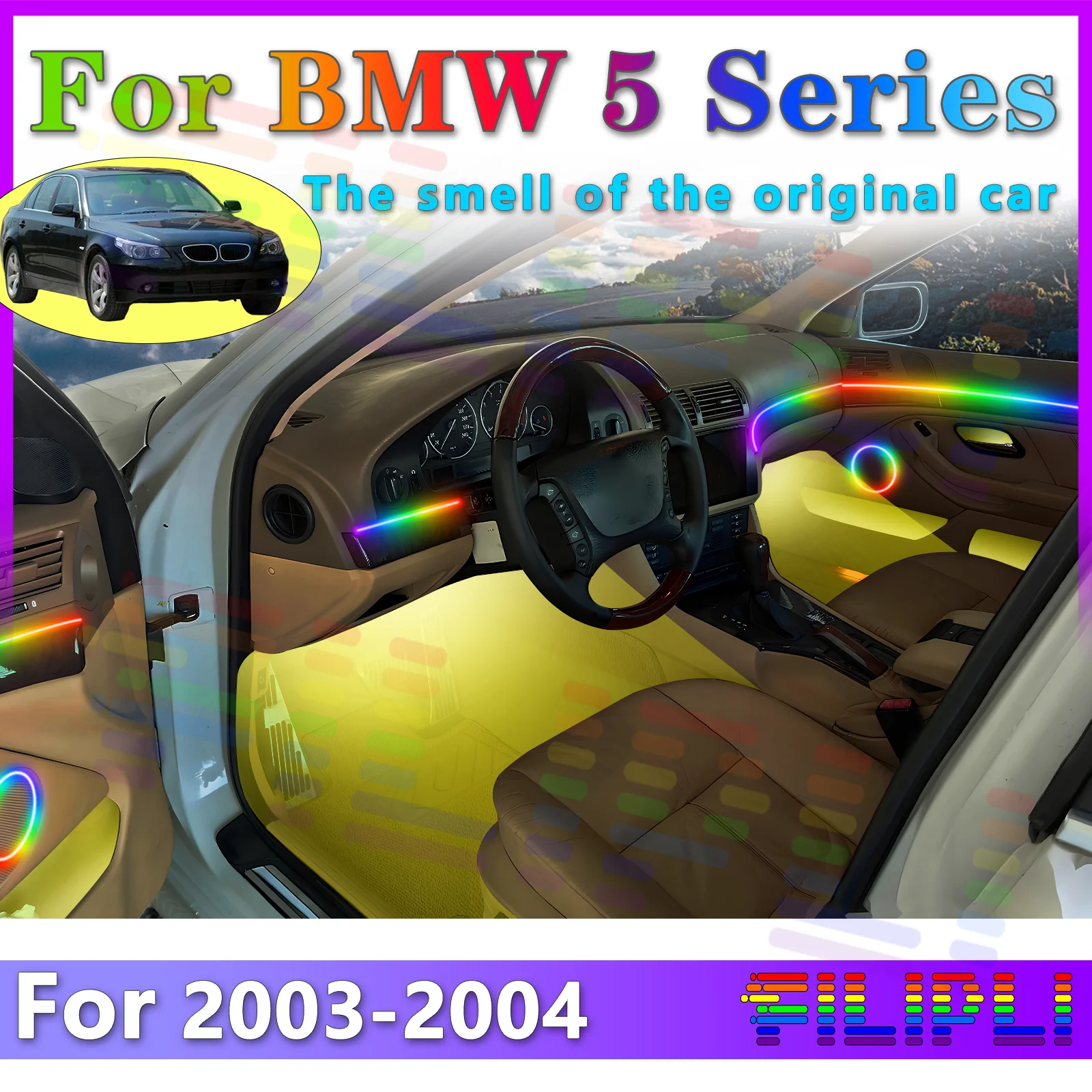 FILIPLI For BMW 5 Series Interior LED Strip Light Acrylic 64Color RGB Symphony APP - operate to Refine Driving Visuals
FILIPLI For BMW 5 Series Interior LED Strip Light Acrylic 64Color RGB Symphony APP - operate to Refine Driving Visuals