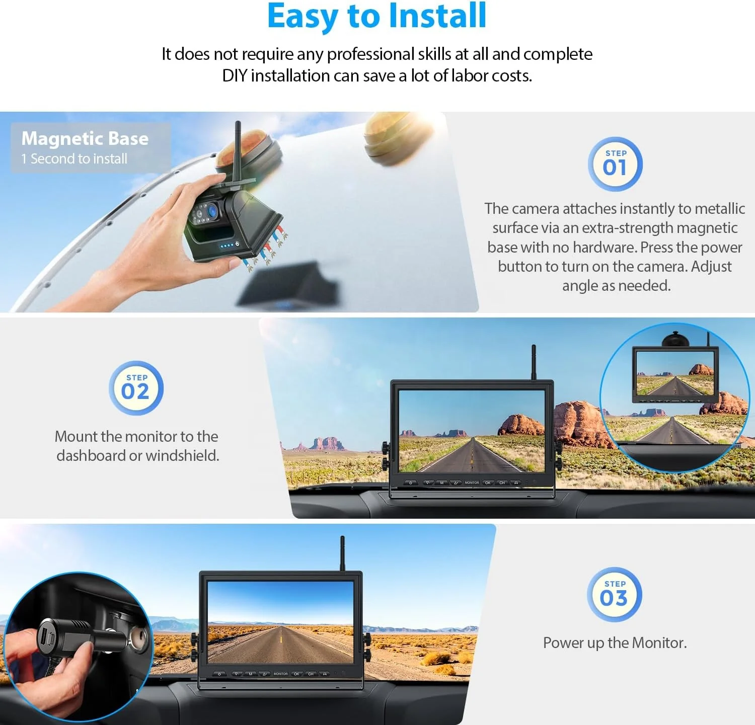 IPoster 10.1in Quad Split IPS Wireless Monitor With 1080P Reversing Backup 9600mah Standby Solar Rechargeable Battery Camera Kit
IPoster 10.1in Quad Split IPS Wireless Monitor With 1080P Reversing Backup 9600mah Standby Solar Rechargeable Battery Camera Kit