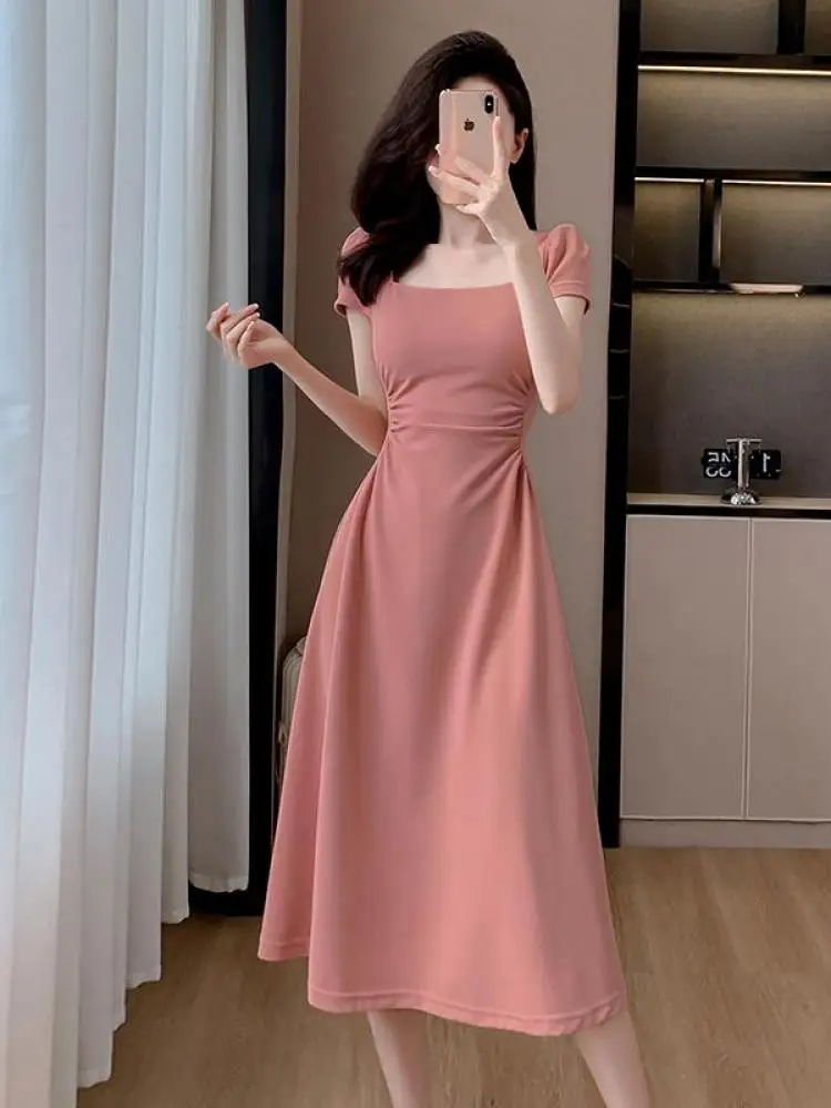 Square Collar Dress Women Summer New Slim Korean Puff Sleeve Elegant Fashion Casual High Waist A-line Dresses Ladies Clothing
Square Collar Dress Women Summer New Slim Korean Puff Sleeve Elegant Fashion Casual High Waist A-line Dresses Ladies Clothing