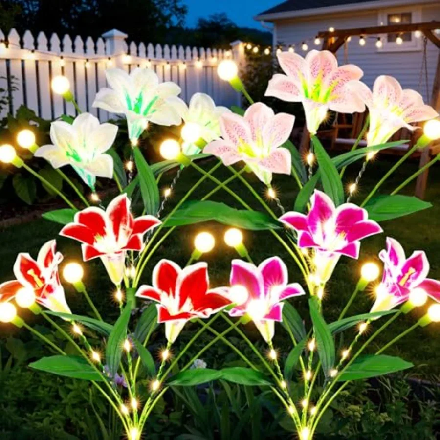 Upgraded Solar Garden Lights Outdoor: 8 Pack 2-in-1 Solar Firefly Swaying Light with Lily Flower and Glowing Stem, Waterproof G
Upgraded Solar Garden Lights Outdoor: 8 Pack 2-in-1 Solar Firefly Swaying Light with Lily Flower and Glowing Stem, Waterproof G