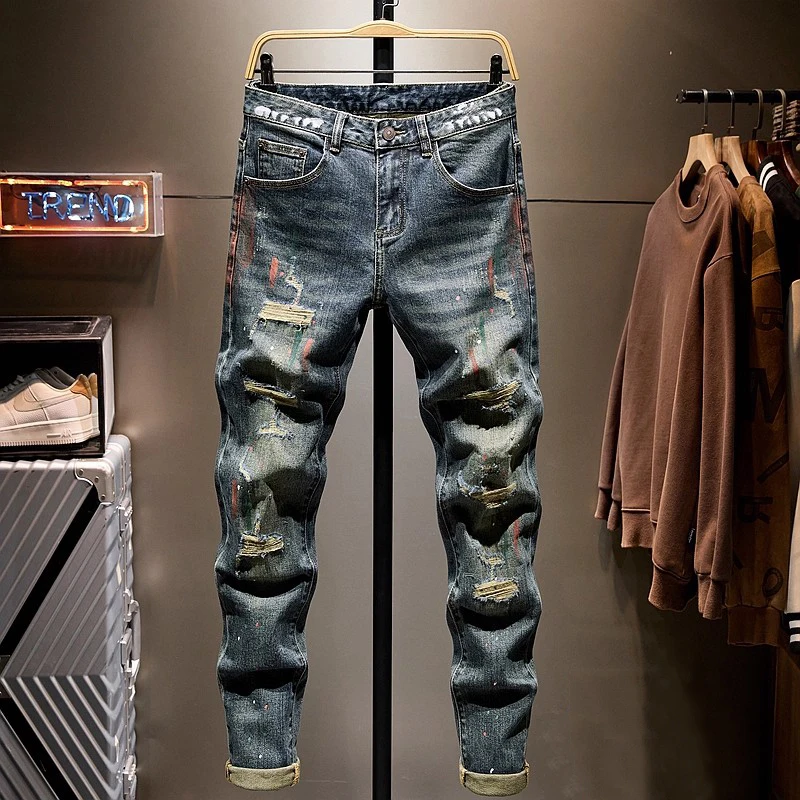 Italian designer fashion new men's jeans scratch painted slim fit nostalgic stretch slim fit retro blue jeans high-quality pants
Italian designer fashion new men's jeans scratch painted slim fit nostalgic stretch slim fit retro blue jeans high-quality pants