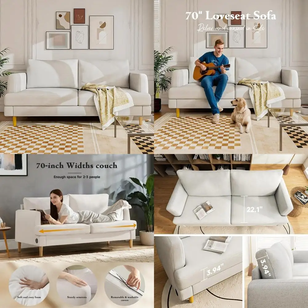 Beige Loveseat Sofa with USB Type C Ports for Living Room, Bedroom, or Office - 70 Small Couches
Beige Loveseat Sofa with USB Type C Ports for Living Room, Bedroom, or Office - 70 Small Couches