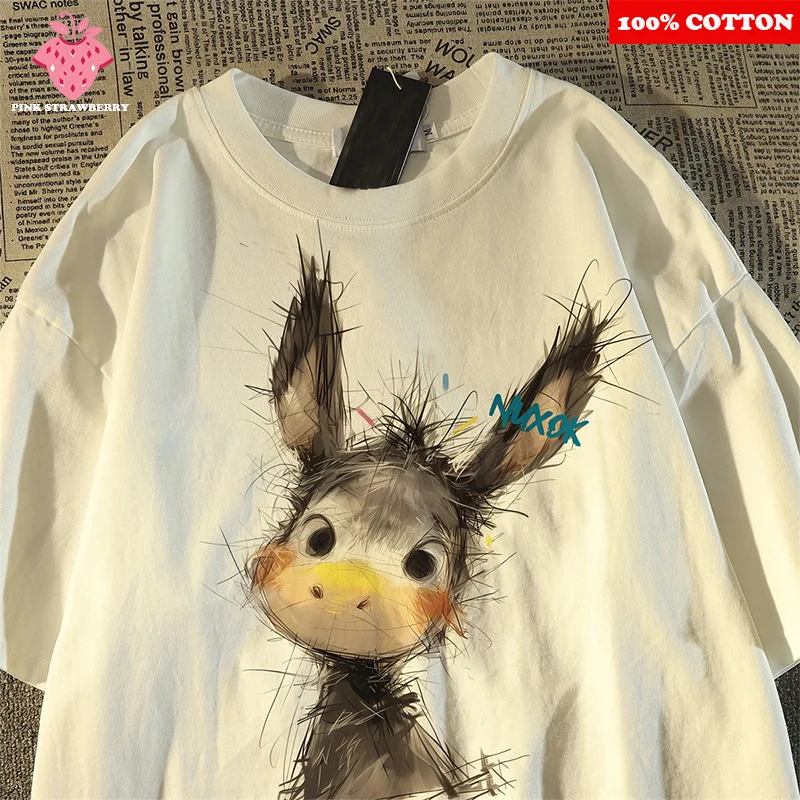 Cute Cartoon Donkey print T-shirt Women Men Summer 2025 New 100% Cotton American style Short sleeve Tee Y2k Tops Street Clothing
Cute Cartoon Donkey print T-shirt Women Men Summer 2025 New 100% Cotton American style Short sleeve Tee Y2k Tops Street Clothing