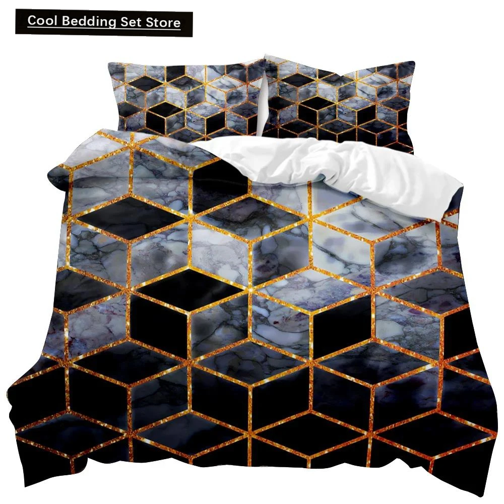 Marble Duvet Cover Set Black White Gold Abstract Marble Texture Printed Black White Double Queen King Size Polyester Bedding Set
Marble Duvet Cover Set Black White Gold Abstract Marble Texture Printed Black White Double Queen King Size Polyester Bedding Set