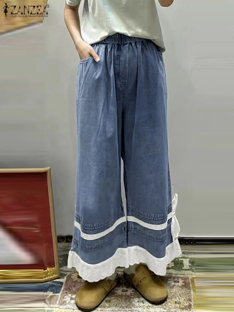 ZANZEA Lace Patchwork Women Pants 2025 Fashion Elegant Elastic Waist Long Trousers Casual Loose Pockets Vintage Wide Leg Pants
ZANZEA Lace Patchwork Women Pants 2025 Fashion Elegant Elastic Waist Long Trousers Casual Loose Pockets Vintage Wide Leg Pants