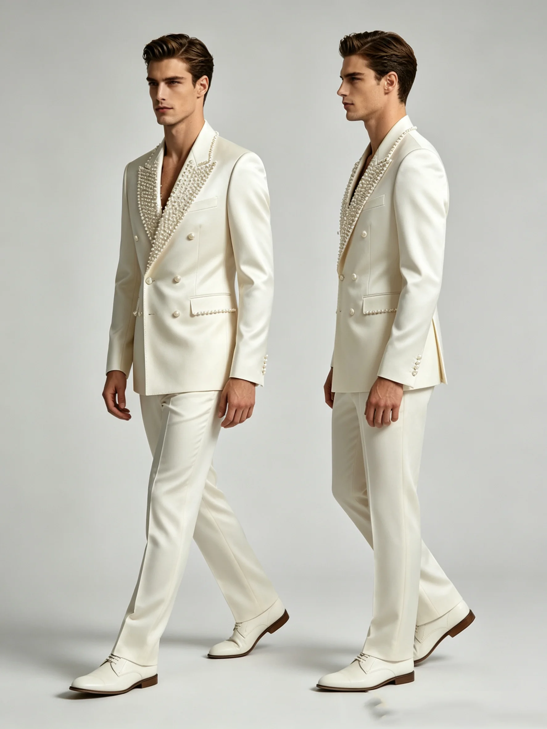Beige Men Suit Set 2 Pcs Blazer+Pants Trousers Glitter Pearls Formal Office Coat Wedding Tuxedo Customized Jacket Outfit
Beige Men Suit Set 2 Pcs Blazer+Pants Trousers Glitter Pearls Formal Office Coat Wedding Tuxedo Customized Jacket Outfit
