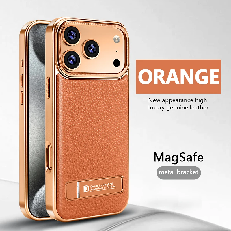 Genuine Leather Electroplated For MagSafe Case For iPhone 17 Pro Max 16 Plus 15 14 13 Metal Kickstand Magnetic Protective Cover
Genuine Leather Electroplated For MagSafe Case For iPhone 17 Pro Max 16 Plus 15 14 13 Metal Kickstand Magnetic Protective Cover
