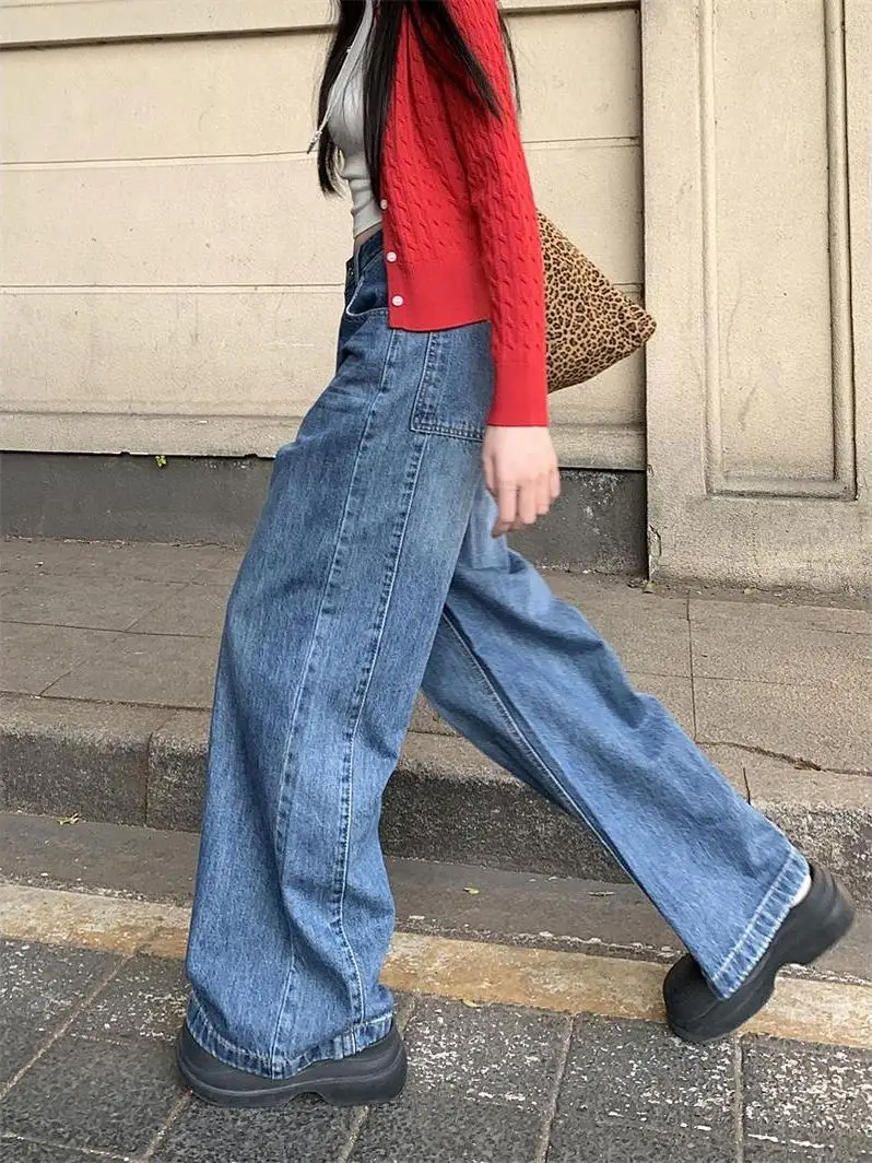 Retro Washed Loose Women's Jeans High Waist Wide Leg Floor-Length Pants Summer 2026 New Style Versatile Casual Blue Denim
Retro Washed Loose Women's Jeans High Waist Wide Leg Floor-Length Pants Summer 2026 New Style Versatile Casual Blue Denim