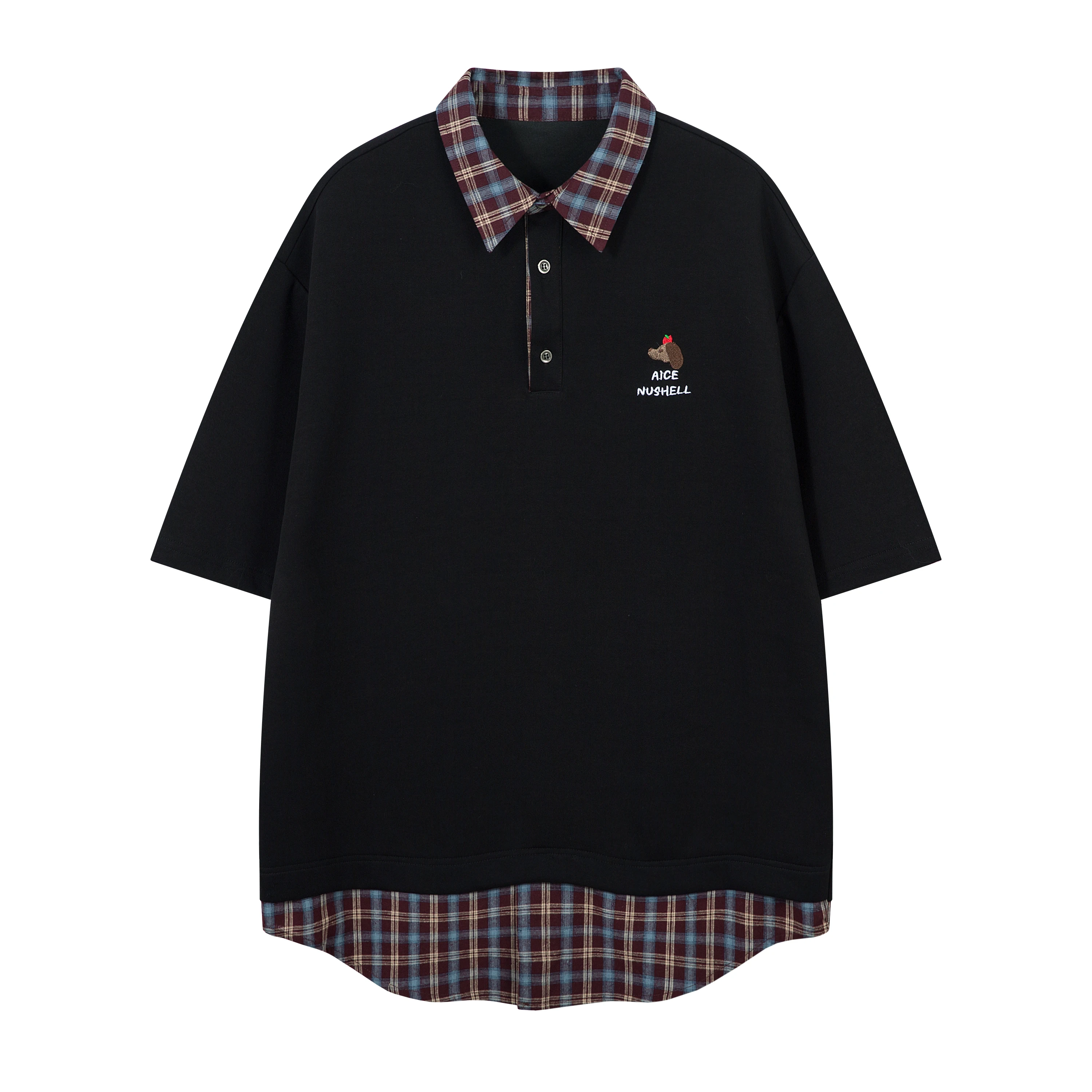 Embroidered Plaid Sweatshirt Loose Fit Summer Patchwork Polo Shirt Short Sleeve Loose Casual Shirts
Embroidered Plaid Sweatshirt Loose Fit Summer Patchwork Polo Shirt Short Sleeve Loose Casual Shirts