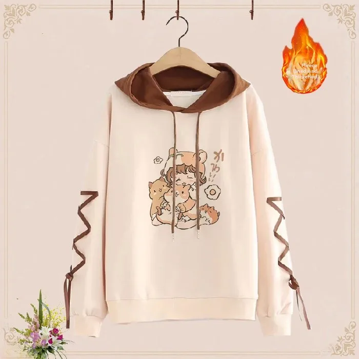 Thickened Fleece Hoodie for High School And Junior High Students Girls Sweet Clear Style with Belt Loose Fit Long Sleeve Cott...
Thickened Fleece Hoodie for High School And Junior High Students Girls Sweet Clear Style with Belt Loose Fit Long Sleeve Cott...
