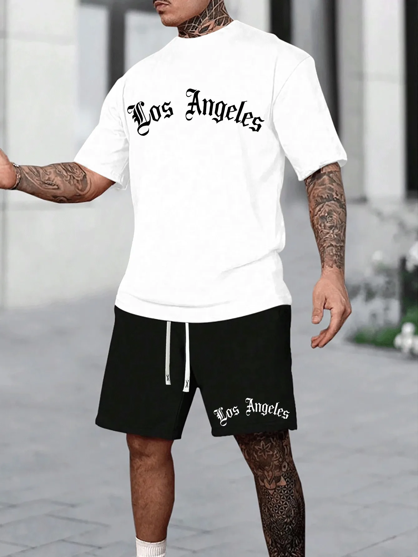 Casual Men's Short Sleeve T-shirt Shorts 2 Piece Set Plus Size O-neck T-shirts Drawstring Shorts Breathable Loose Men's Clothing
Casual Men's Short Sleeve T-shirt Shorts 2 Piece Set Plus Size O-neck T-shirts Drawstring Shorts Breathable Loose Men's Clothing