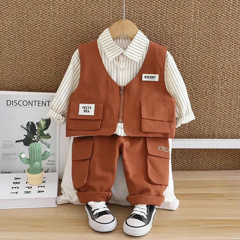 New Spring Autumn Baby Clothes Children Boys Casual Vest Shirt Pants 3Pcs/Sets Kids Clothing Infant Costume Toddler Tracksuits
New Spring Autumn Baby Clothes Children Boys Casual Vest Shirt Pants 3Pcs/Sets Kids Clothing Infant Costume Toddler Tracksuits