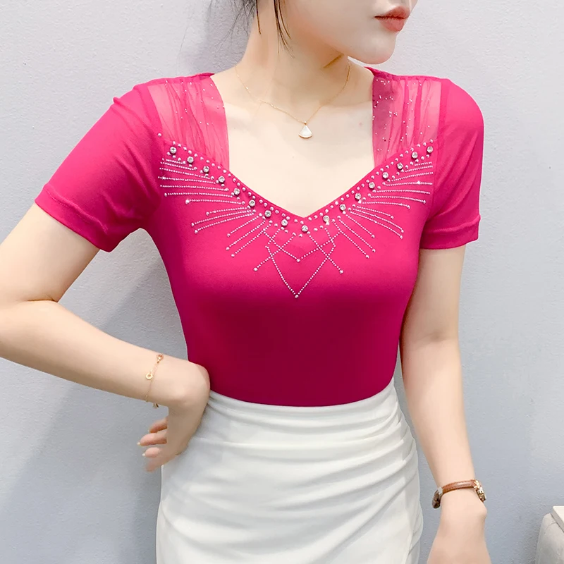 Black,Summer,Korean,Style,T-Shirt,Fashion,Sexy,Patchwork,Mesh,Shiny,Diamonds,Women,Tops,Short Sleeve,Bottoming Shirt,Tees,56301
Black,Summer,Korean,Style,T-Shirt,Fashion,Sexy,Patchwork,Mesh,Shiny,Diamonds,Women,Tops,Short Sleeve,Bottoming Shirt,Tees,56301
