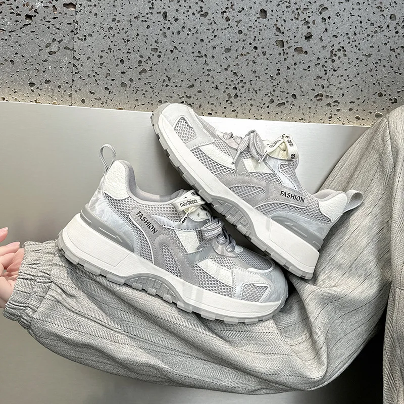 Women's Chunky Platform Retro Sneakers Pigskin & Mesh Upper Double Laces Lightweight Breathable Casual Sport Shoes Spring 2026
Women's Chunky Platform Retro Sneakers Pigskin & Mesh Upper Double Laces Lightweight Breathable Casual Sport Shoes Spring 2026