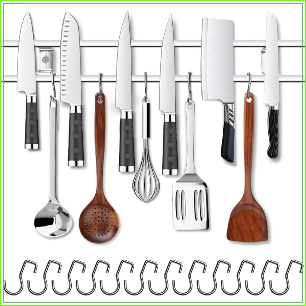 24-Inch Magnetic Knife Holder for Wall – 304 Stainless Steel Strip with 12 Hooks, Kitchen Utensil Rack
24-Inch Magnetic Knife Holder for Wall – 304 Stainless Steel Strip with 12 Hooks, Kitchen Utensil Rack
