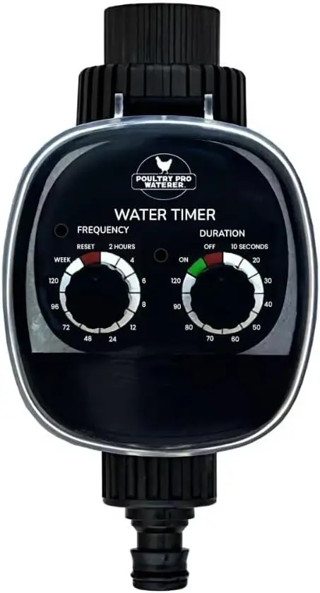 Poultry Pro Water Timer | Electronic Hose Timer with Duration & Frequency | Automatic Water Control | 2 AAA Batteries Required
Poultry Pro Water Timer | Electronic Hose Timer with Duration & Frequency | Automatic Water Control | 2 AAA Batteries Required