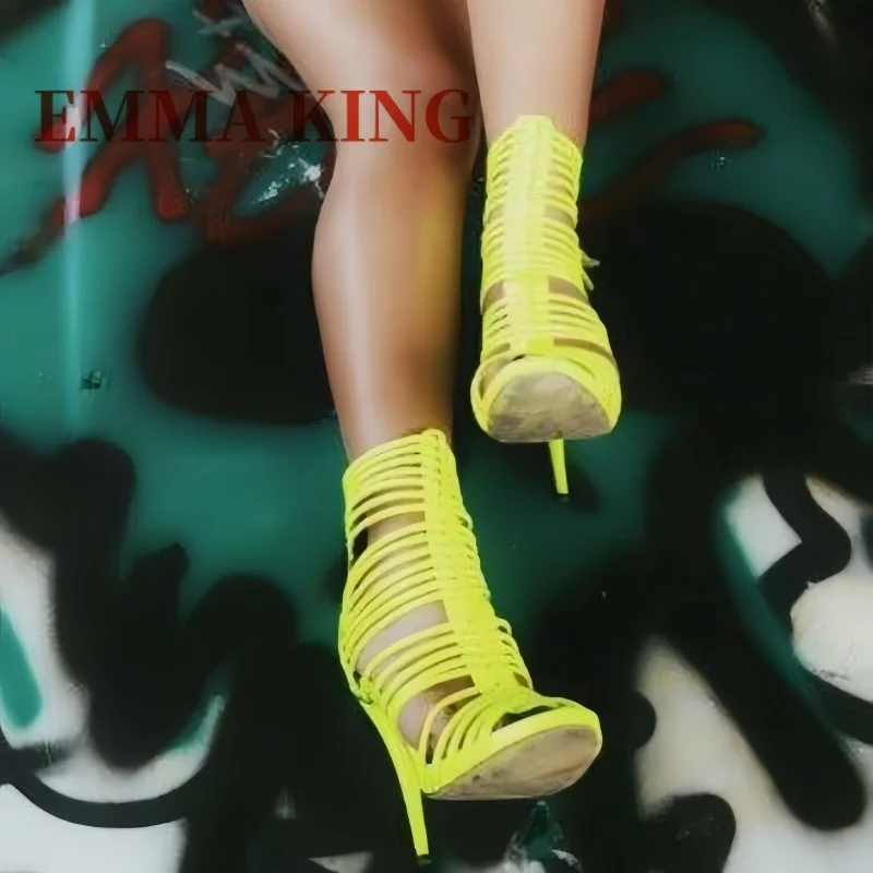Women Neon Green Gladiator High Heel Sandals Open Toe Cutout Ankle Stiletto Sandals Back Zipper Party Nightclub Shoes Size 35-44
Women Neon Green Gladiator High Heel Sandals Open Toe Cutout Ankle Stiletto Sandals Back Zipper Party Nightclub Shoes Size 35-44