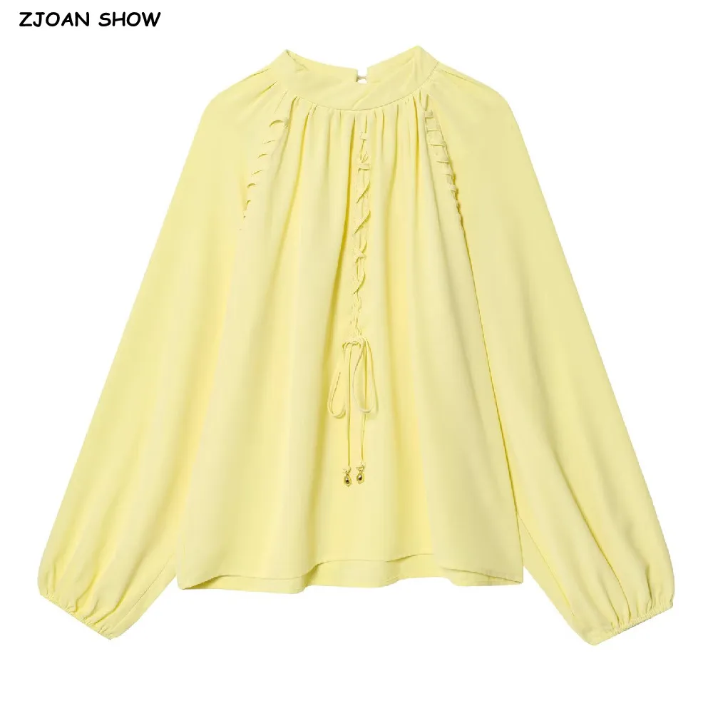 2025 Autumn CHIC O neck Cross Lacing Up Bow Tassel Front Lantern Sleeve Chiffon Shirt Holiday Women Loose Pullovers Blouse Tops
2025 Autumn CHIC O neck Cross Lacing Up Bow Tassel Front Lantern Sleeve Chiffon Shirt Holiday Women Loose Pullovers Blouse Tops