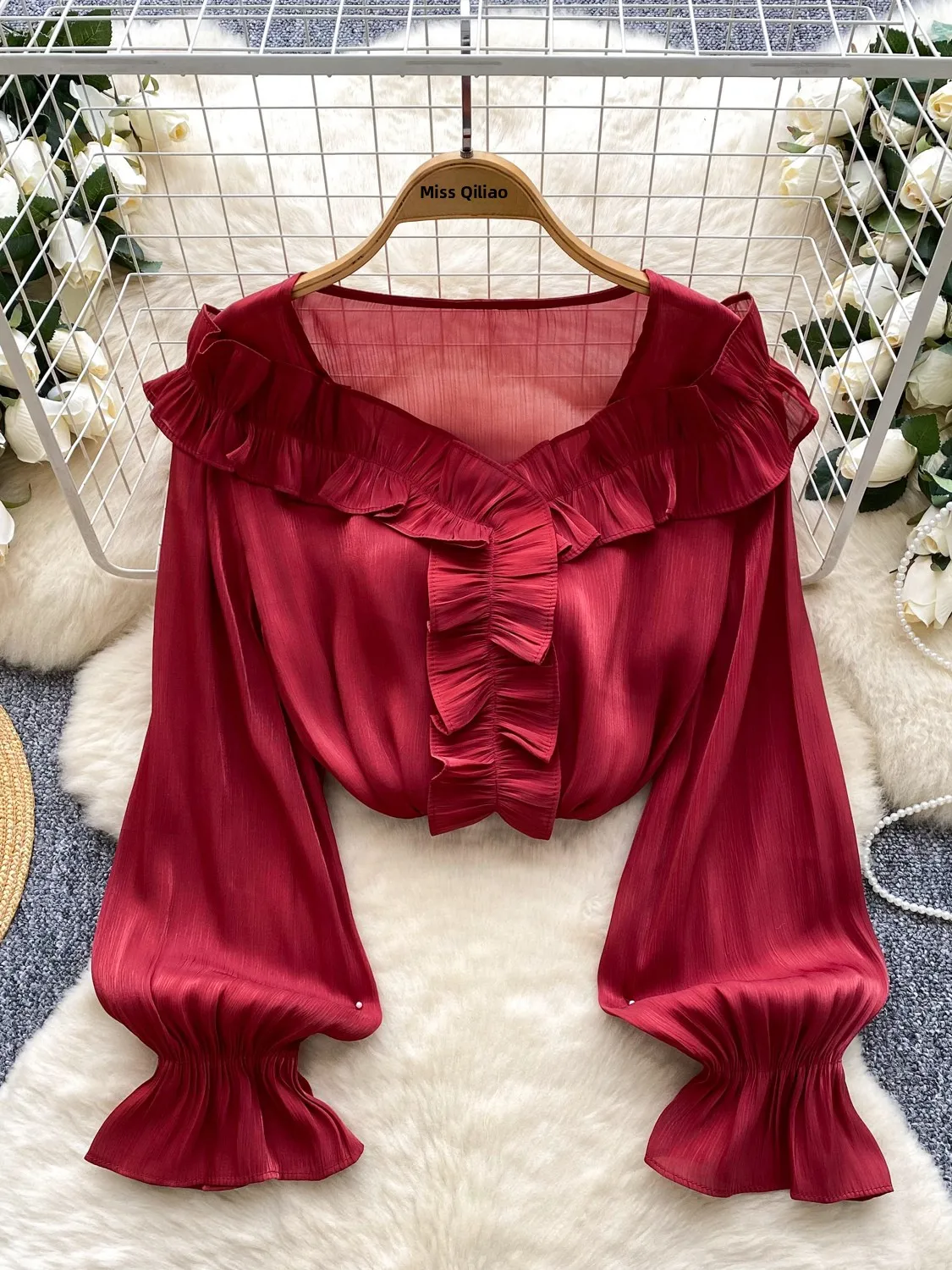Retro Lantern Sve Loose Women's irt Satin Feel Wooden Ear Trendy Slimming Autumn Top Korean Sle Breathable Long S...
Retro Lantern Sve Loose Women's irt Satin Feel Wooden Ear Trendy Slimming Autumn Top Korean Sle Breathable Long S...