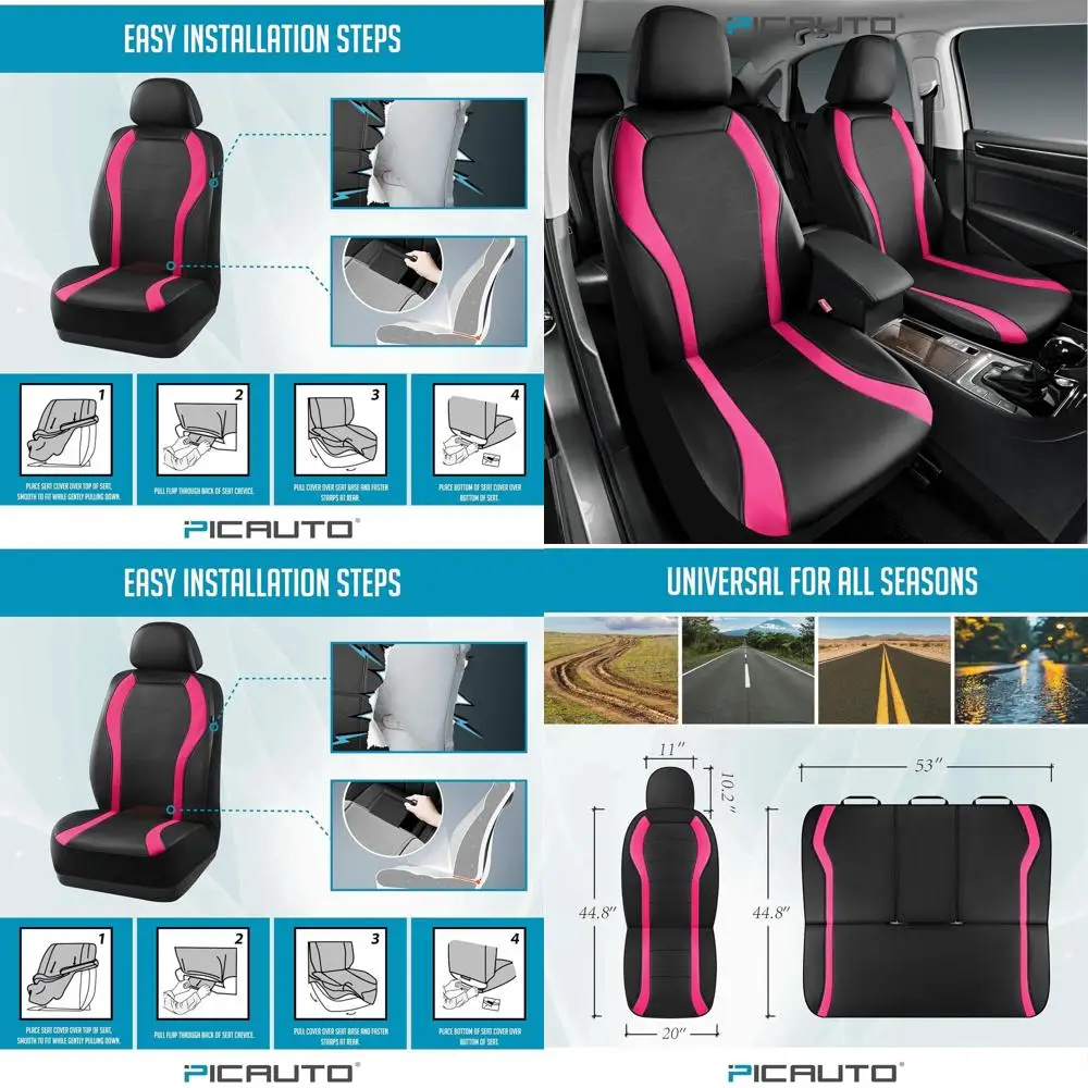 Роскошные водонепроницаемые чехлы для автомобильных сидений, полный комплект для передних и задних сидений, черный и ярко-розовый, универсальный размер, совместимы с подушками безопасности.
Роскошные водонепроницаемые чехлы для автомобильных сидений, полный комплект для передних и задних сидений, черный и ярко-розовый, универсальный размер, совместимы с подушками безопасности.