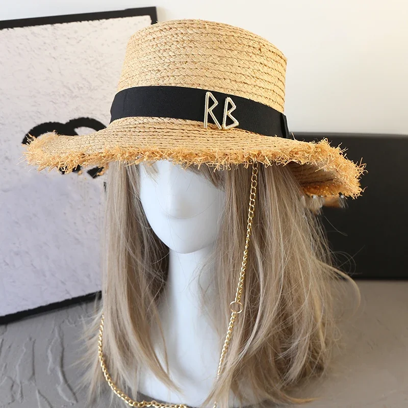 Raffia Straw Hat with Chain Letter Design Women Summer Bikini Beach Sun Hat Female Korean Travel Sun Protection Falt Hat Photo
Raffia Straw Hat with Chain Letter Design Women Summer Bikini Beach Sun Hat Female Korean Travel Sun Protection Falt Hat Photo