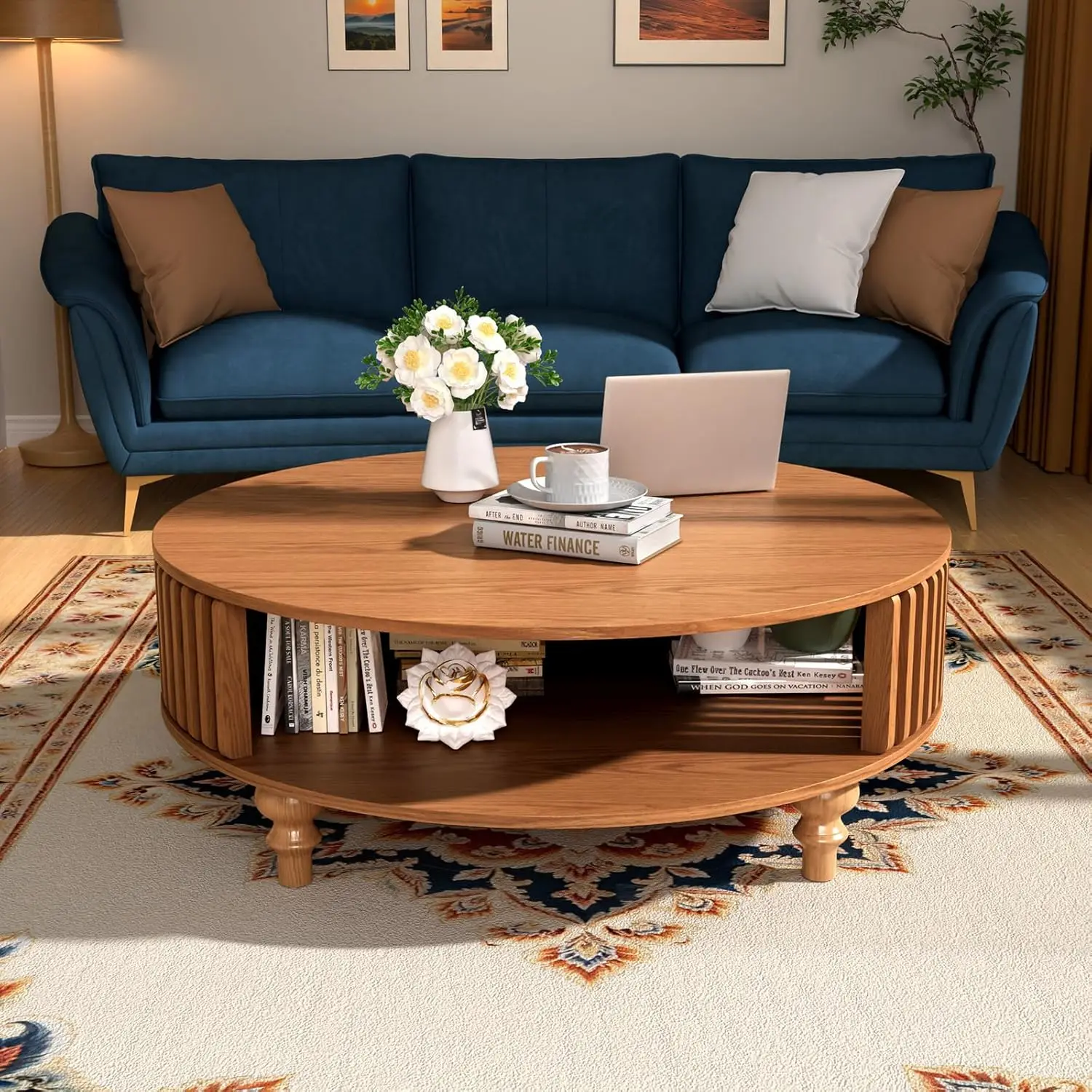 Круглый деревянный журнальный столик с рифленой отделкой и полкой для хранения, современный круглый кофейный/бокалетный столик, на заказ
Круглый деревянный журнальный столик с рифленой отделкой и полкой для хранения, современный круглый кофейный/бокалетный столик, на заказ