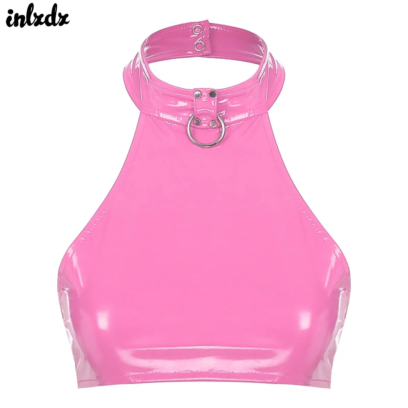 Womens O Ring Halter Latex Vest Tops Backless Patent Leather Crop Top for Rave Party Bralette Bustier Club Pole Dancing Clubwear
Womens O Ring Halter Latex Vest Tops Backless Patent Leather Crop Top for Rave Party Bralette Bustier Club Pole Dancing Clubwear