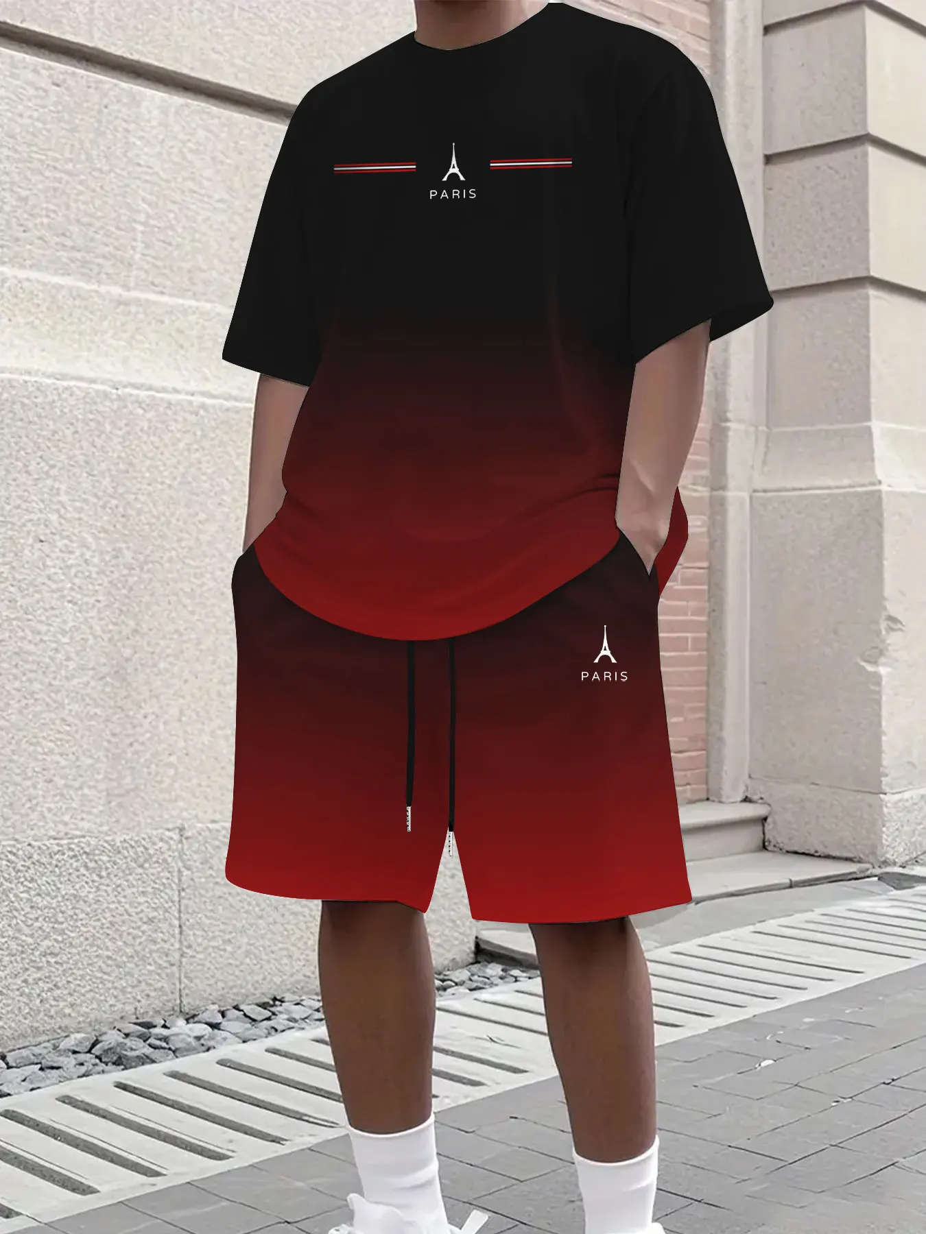 Men's Suit Summer Gradient Fashion Trendy Casual Sports Sweat Wicking Eiffel Tower Print Short Sleeve Drawstring Shorts
Men's Suit Summer Gradient Fashion Trendy Casual Sports Sweat Wicking Eiffel Tower Print Short Sleeve Drawstring Shorts